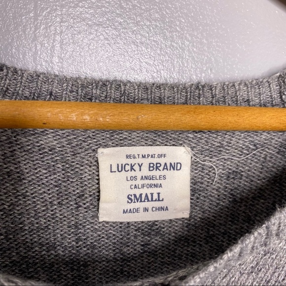 LUCKY BRAND Gray Crew Neck Knit Sweater - Picture 3 of 5